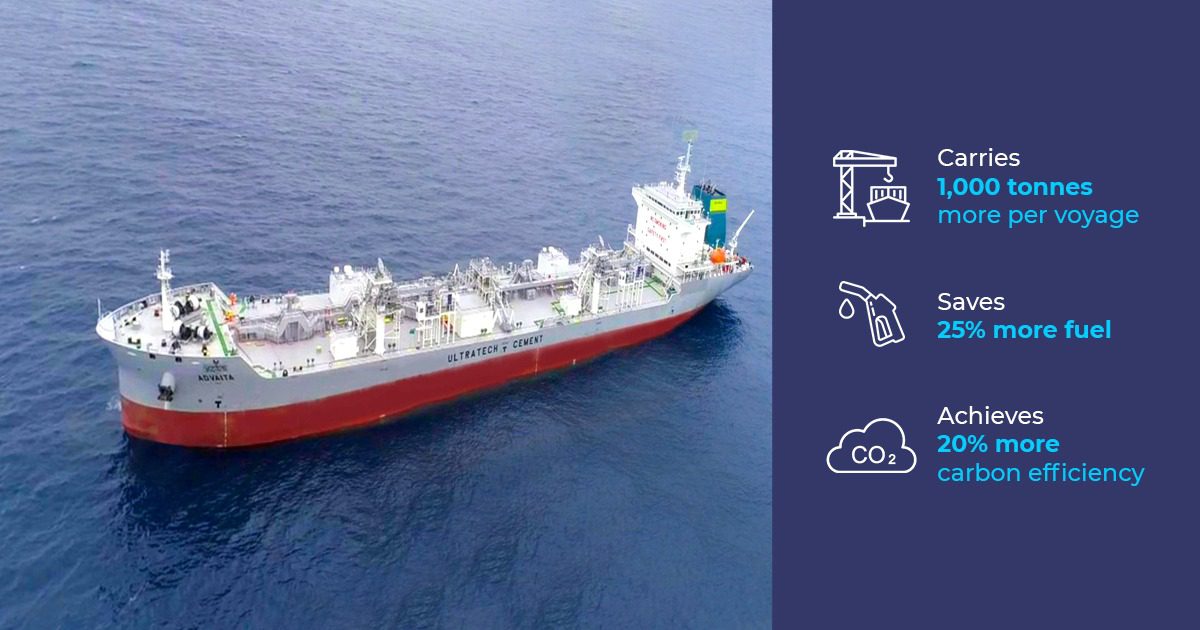 Synergy marine&rsquo;s ADVAITA&rdquo;, India&rsquo;s first and only newly built, dedicated cement carrier.