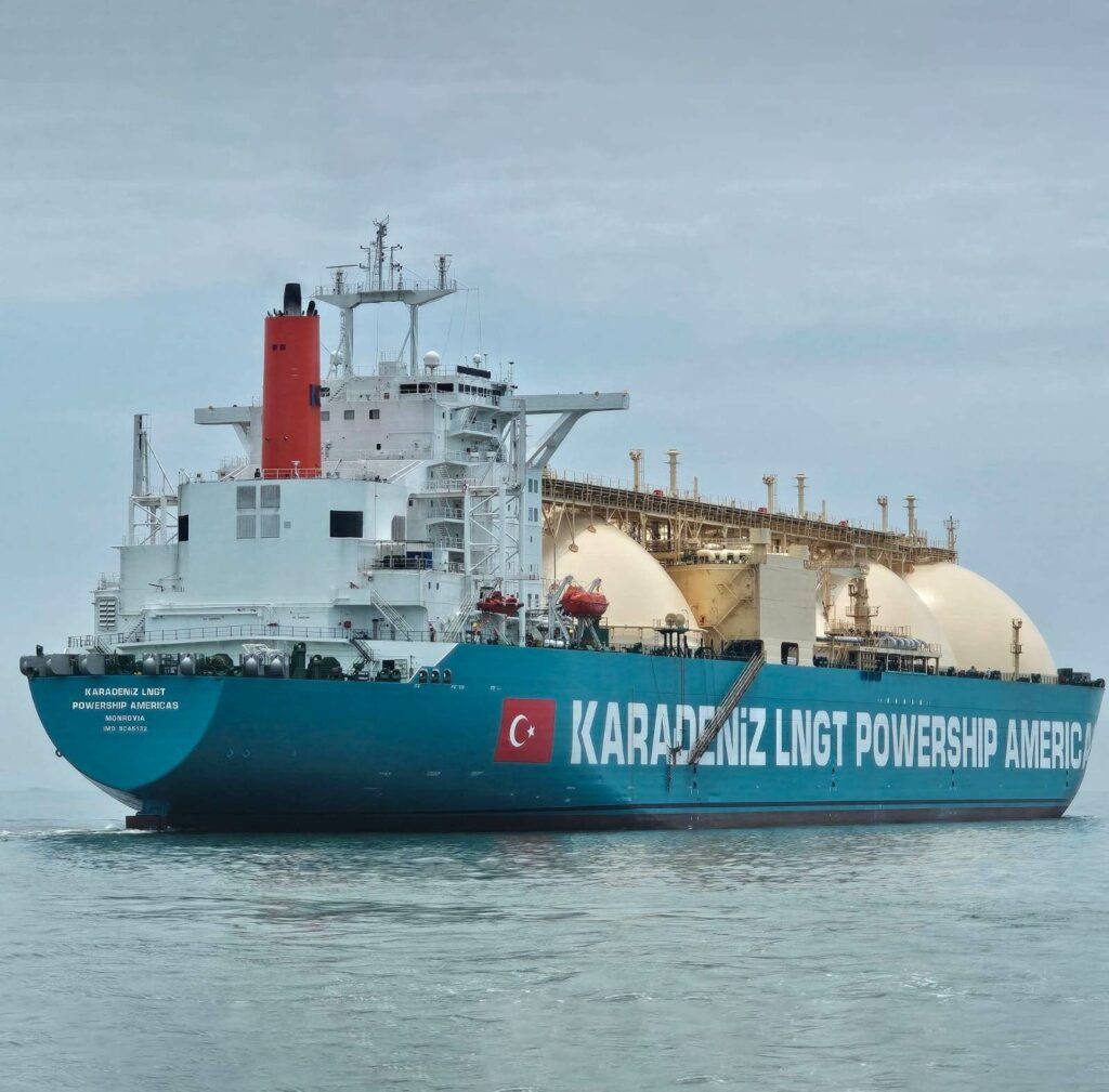 KARADENIZ LNGT POWERSHIP AMERICAS FSRU after conversion and delivery at Seatrium Admiralty Yard, Singapore.